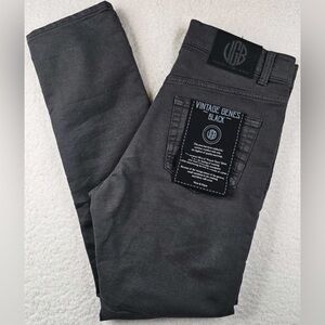 VGB Vintage Genes Black Slim Fit Gray French Terry Denim Jeans Mens 30x30 NWT